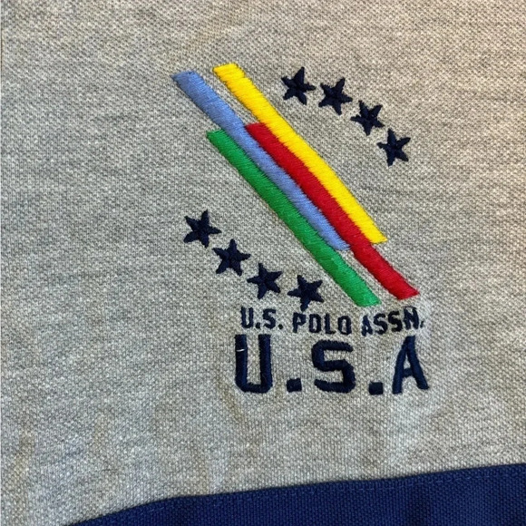 US Polo Assn Ralph Lauren Color Block Embroidered 2 Button Polo Size Large - Picture 3 of 7